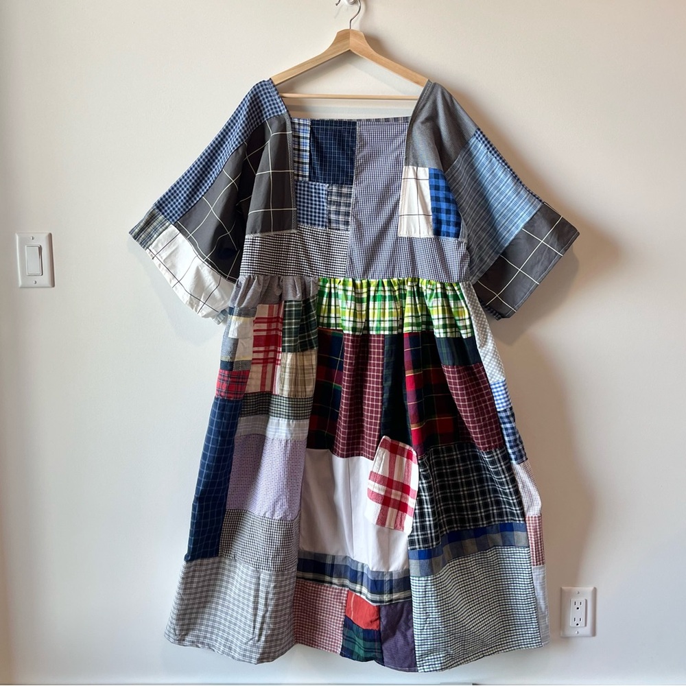 Handmade Quilted Patchwork Plaid Dress SKU 04192 - Picture 2 of 16